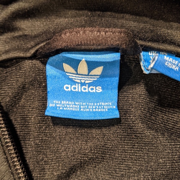 Adidas Vintage Trefoil Striped Black Zip Up Sweater - Sz M - Picture 6 of 9